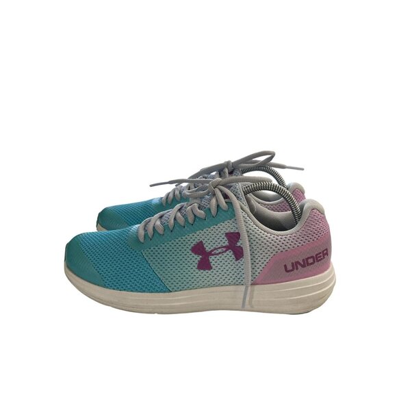 Under Armour youth size 6 Aqua Purple Mesh Athletic Running Sneakers Shoes - Picture 3 of 8
